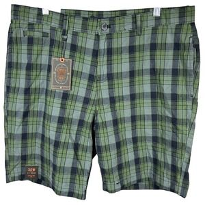 COPPER & OAK Men's Plaid Shorts Green Navy Size 36 Casual Brand‎ New With Tags
